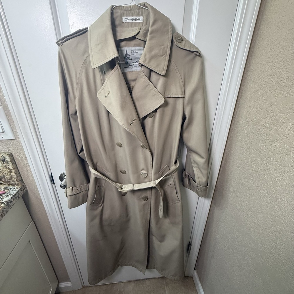 Vintage Misty Harbor Trench Coat Womens 12R Tan Belted Raincoat Made USA